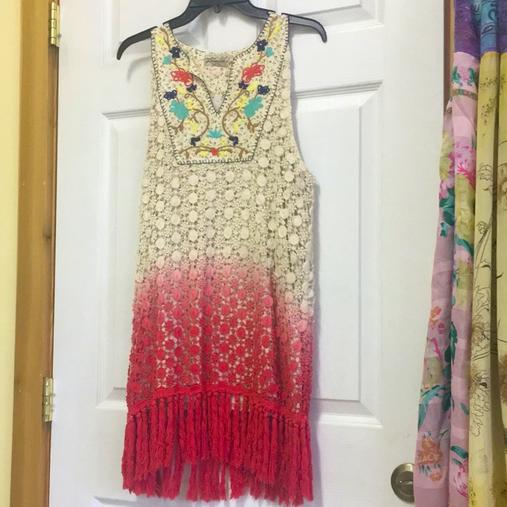 Crocheted Floral Sleeveless Dress Size M gimmicks by BKE